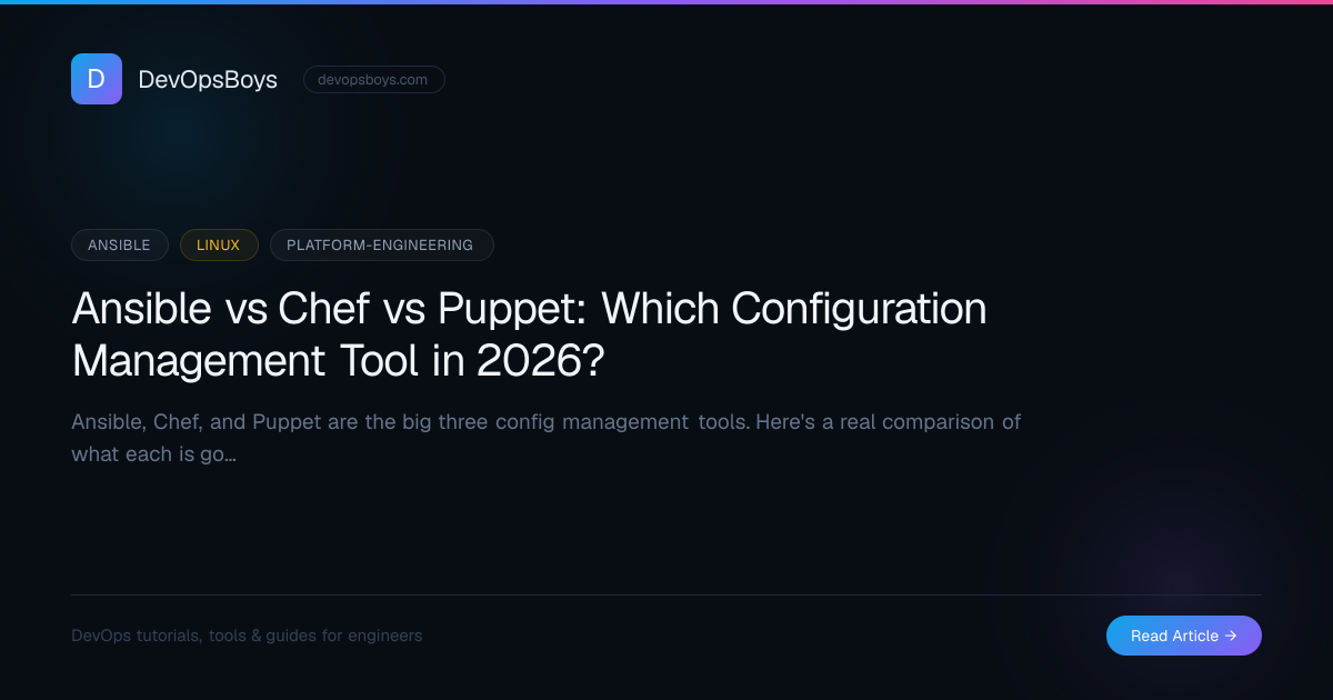 Ansible vs Chef vs Puppet: Which Configuration Management Tool in 2026 ...