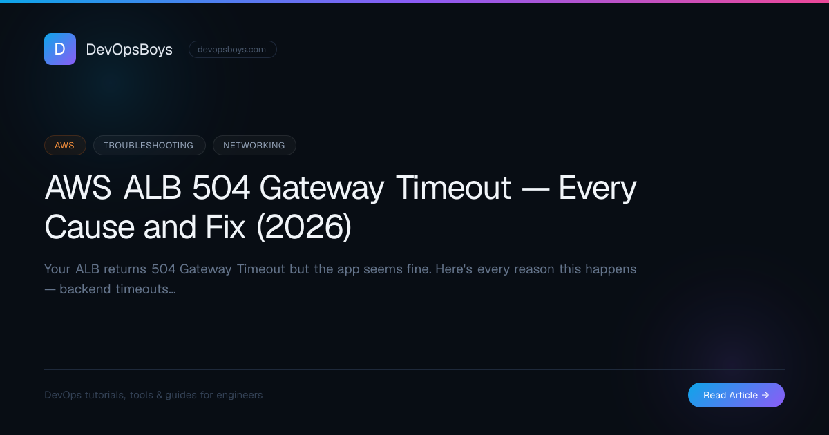 AWS ALB 504 Gateway Timeout — Every Cause and Fix (2026) | DevOpsBoys