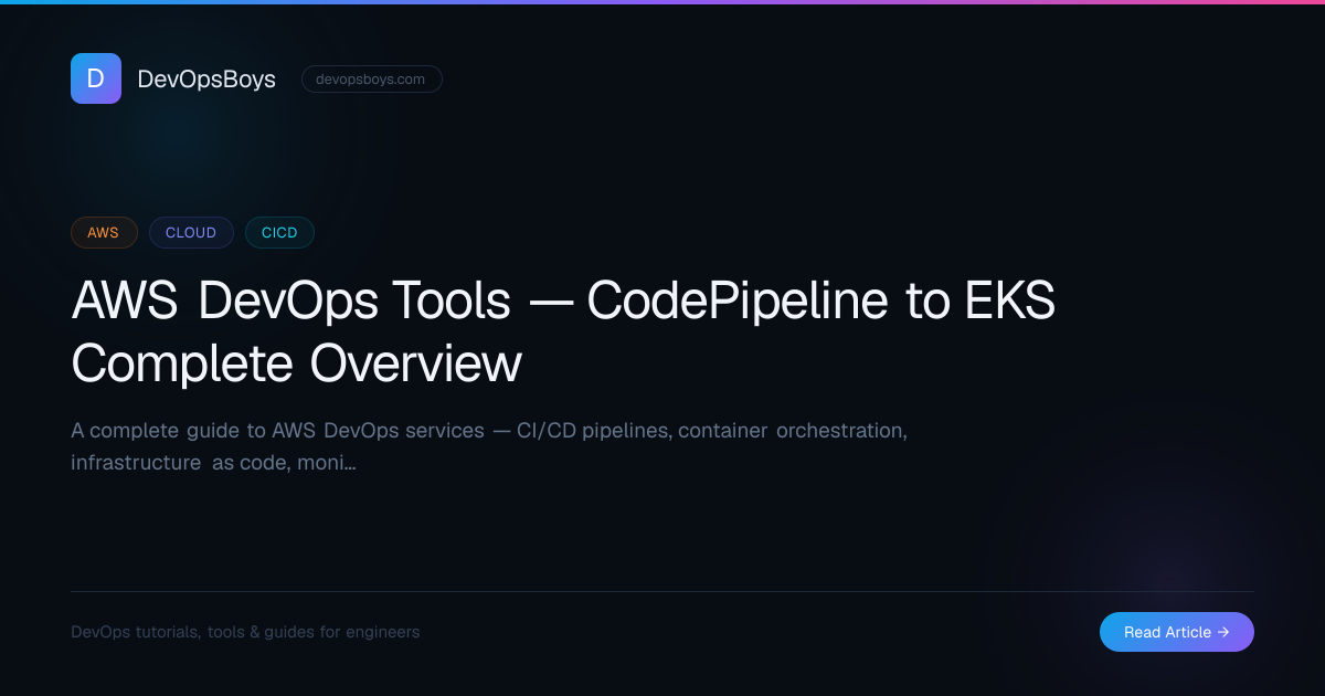 AWS DevOps Tools — CodePipeline to EKS Complete Overview | DevOpsBoys