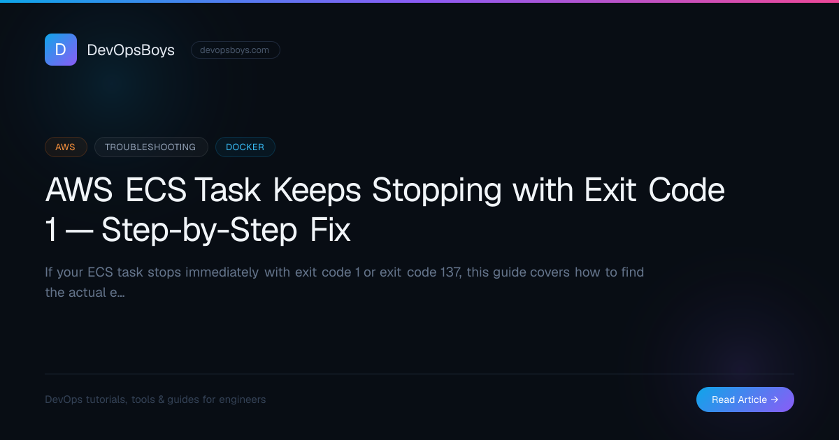 AWS ECS Task Keeps Stopping with Exit Code 1 — Step-by-Step Fix ...