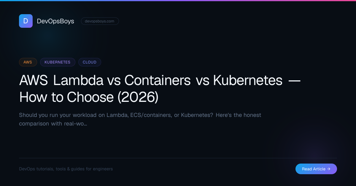 AWS Lambda vs Containers vs Kubernetes — How to Choose (2026) | DevOpsBoys