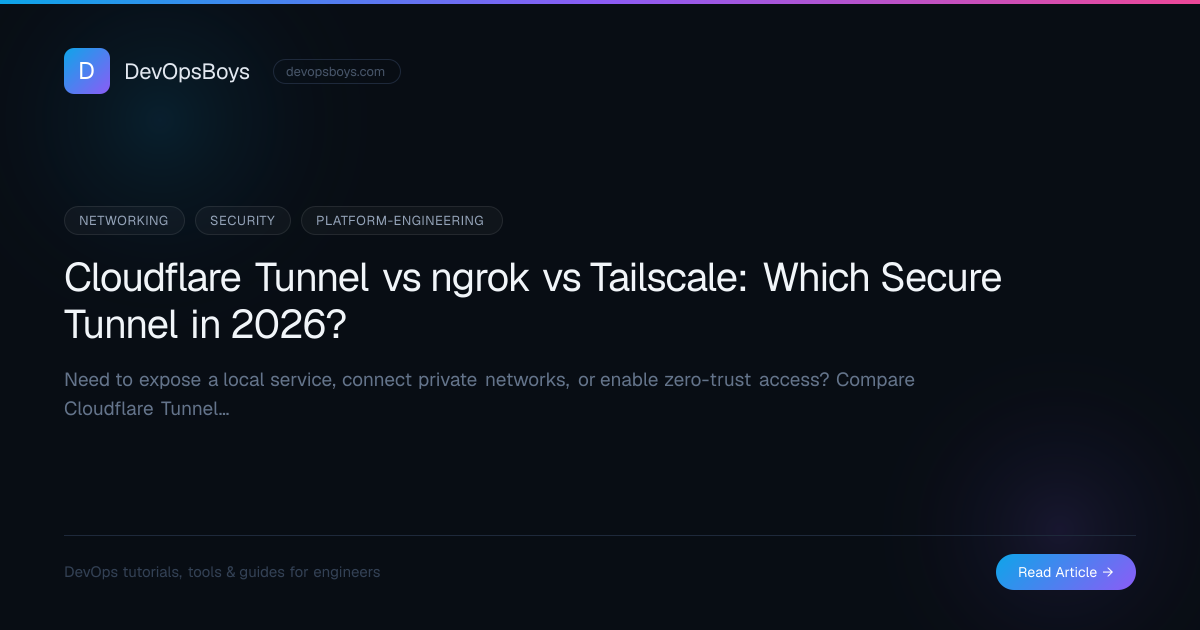 Cloudflare Tunnel vs ngrok vs Tailscale: Which Secure Tunnel in 2026 ...
