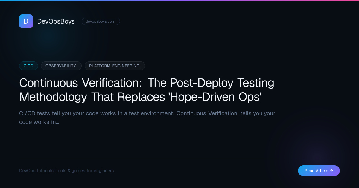Continuous Verification: The Post-Deploy Testing Methodology That ...