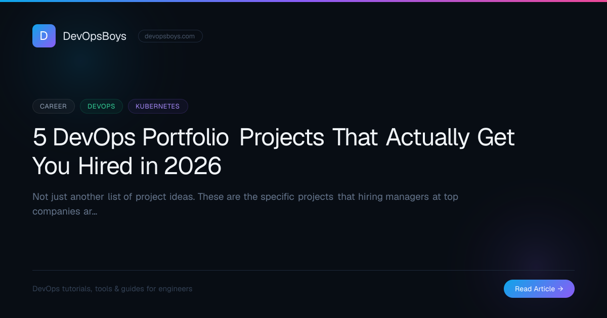 5 DevOps Portfolio Projects That Actually Get You Hired in 2026 ...