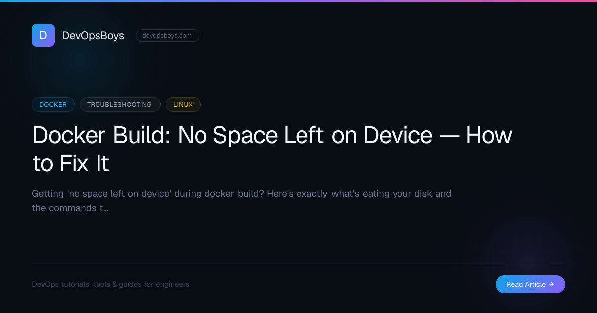 Docker Build: No Space Left on Device — How to Fix It | DevOpsBoys