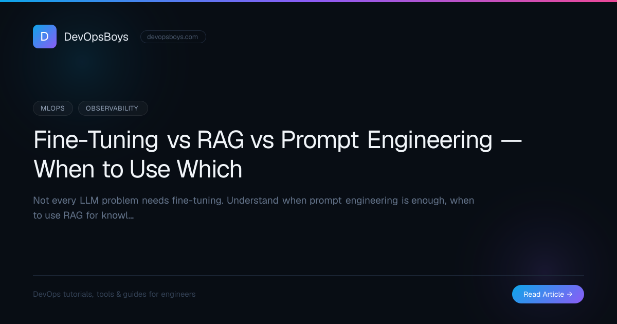 Fine-Tuning vs RAG vs Prompt Engineering — When to Use Which | DevOpsBoys