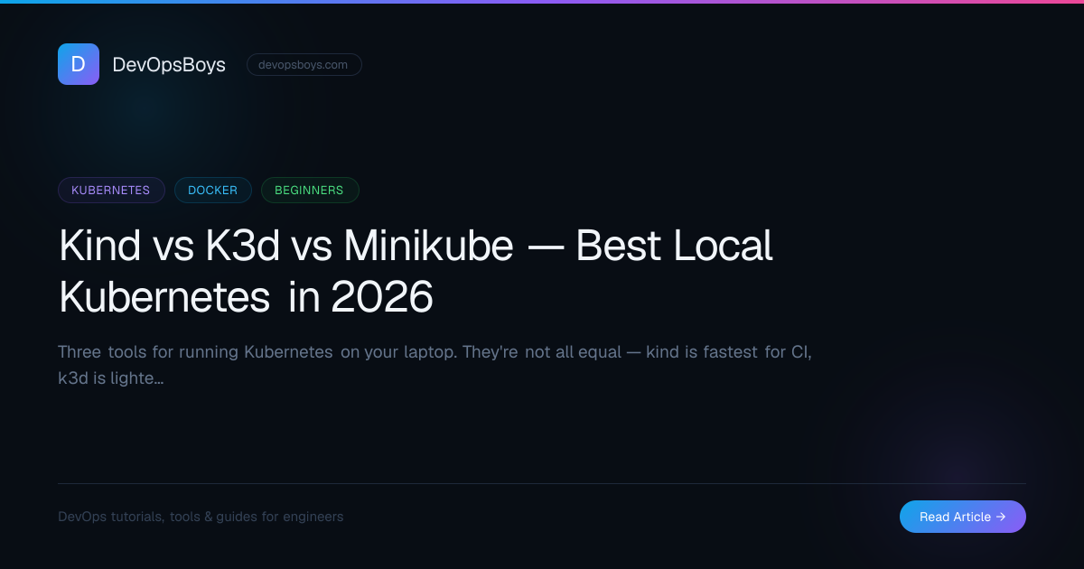 Kind vs K3d vs Minikube — Best Local Kubernetes in 2026 | DevOpsBoys