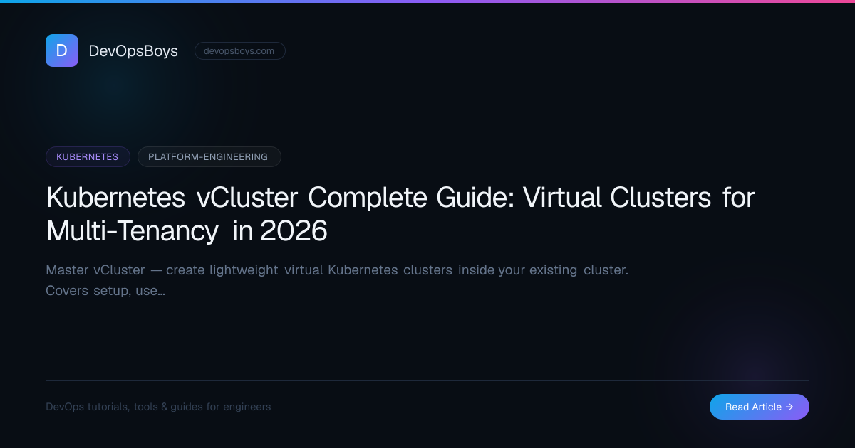 Kubernetes vCluster Complete Guide: Virtual Clusters for Multi-Tenancy ...