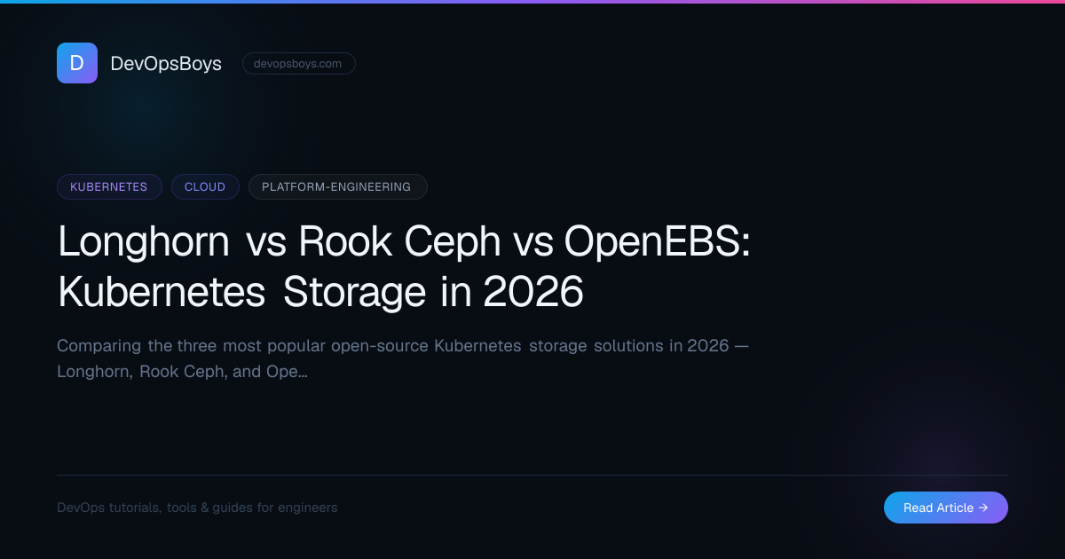 Longhorn vs Rook Ceph vs OpenEBS: Kubernetes Storage in 2026 | DevOpsBoys