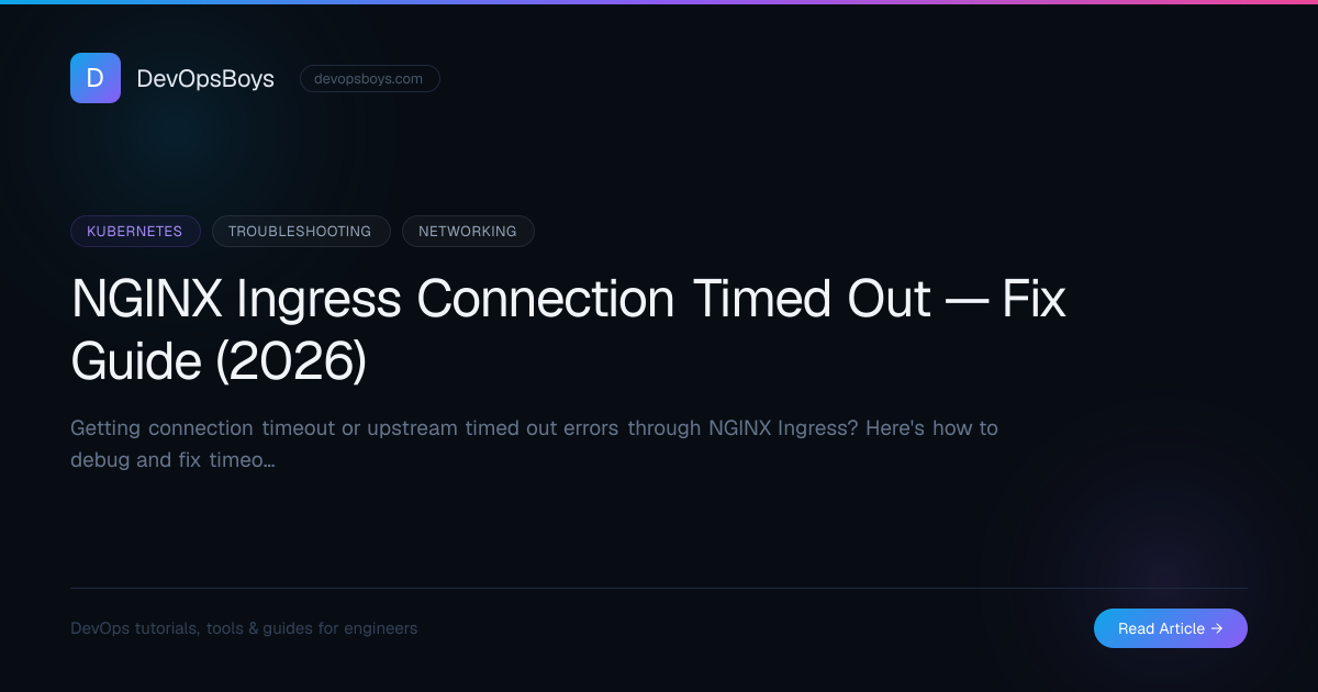 NGINX Ingress Connection Timed Out — Fix Guide (2026) | DevOpsBoys