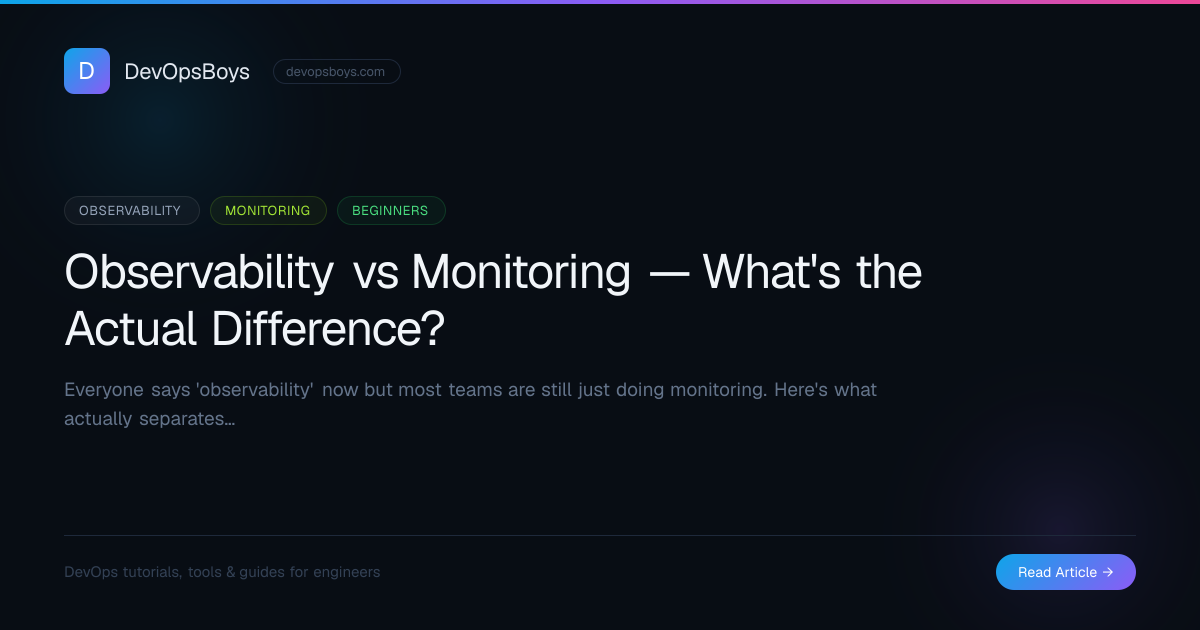 Observability vs Monitoring — What's the Actual Difference? | DevOpsBoys