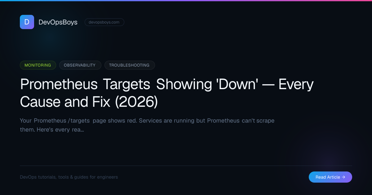 Prometheus Targets Showing 'Down' — Every Cause and Fix (2026) | DevOpsBoys