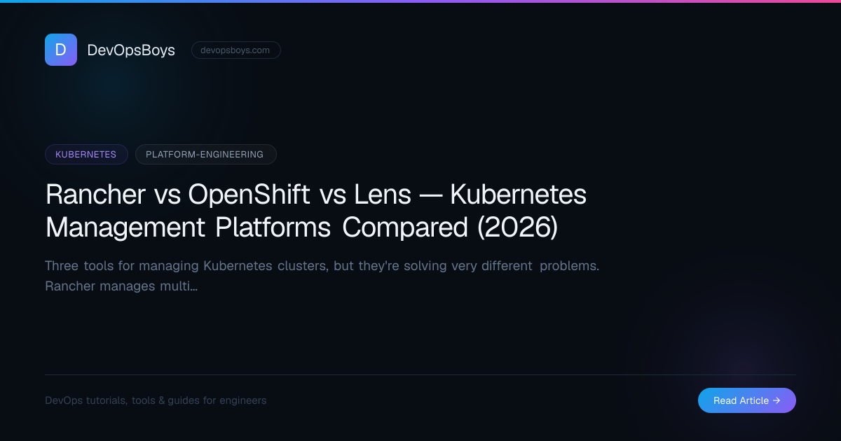 Rancher vs OpenShift vs Lens — Kubernetes Management Platforms Compared ...
