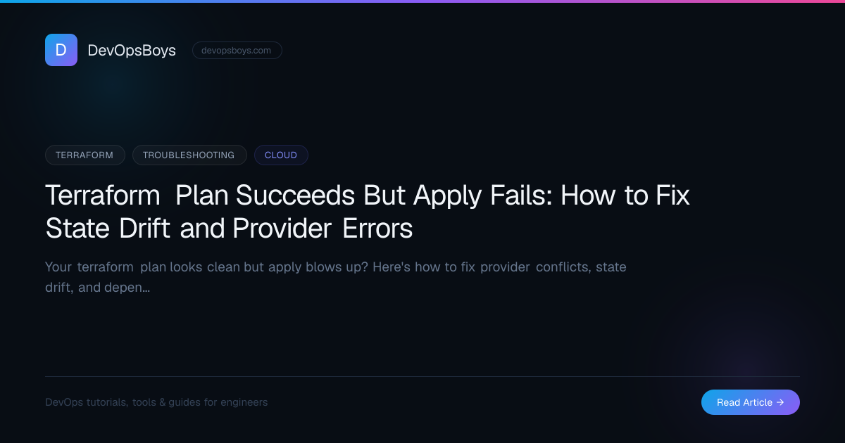 Terraform Plan Succeeds But Apply Fails: How to Fix State Drift and ...