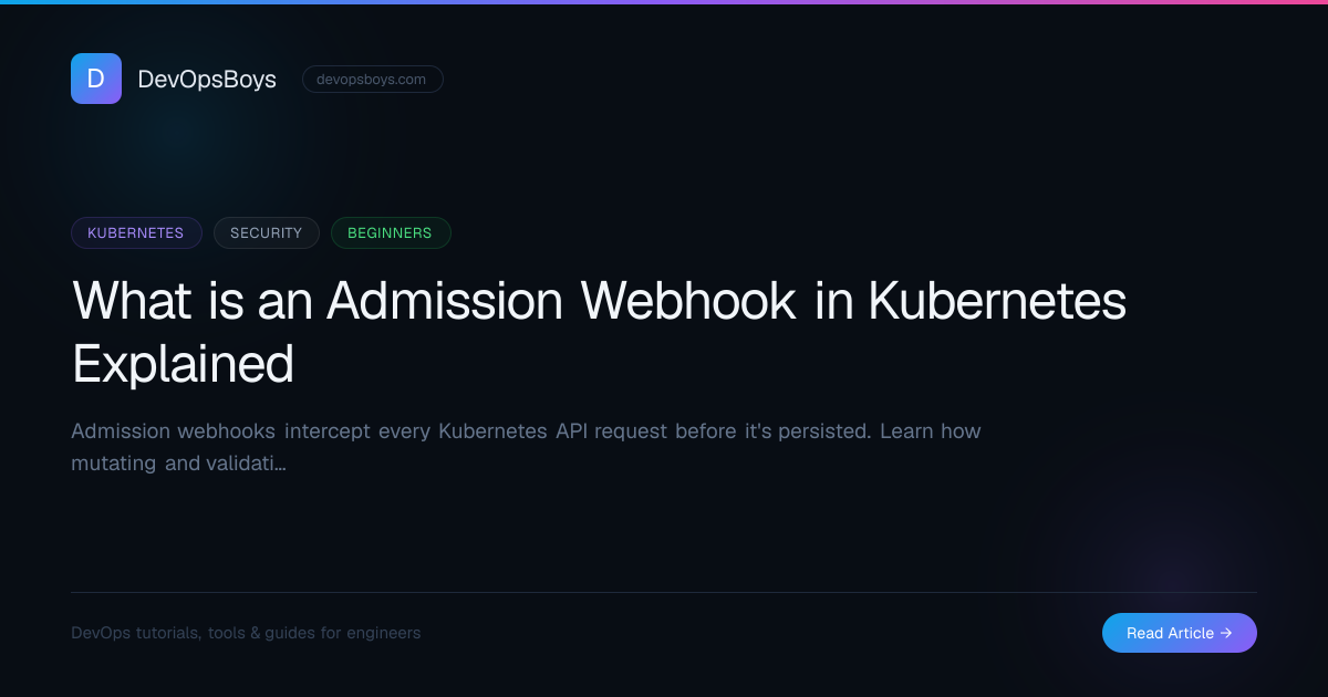What is an Admission Webhook in Kubernetes Explained | DevOpsBoys