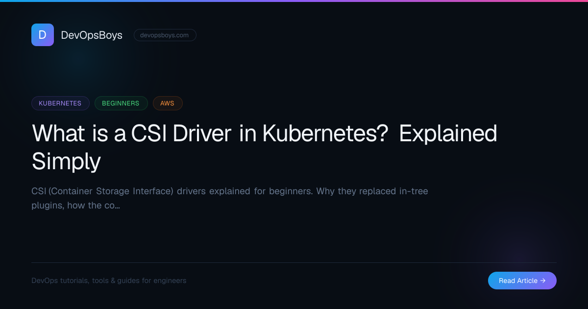 What is a CSI Driver in Kubernetes? Explained Simply | DevOpsBoys
