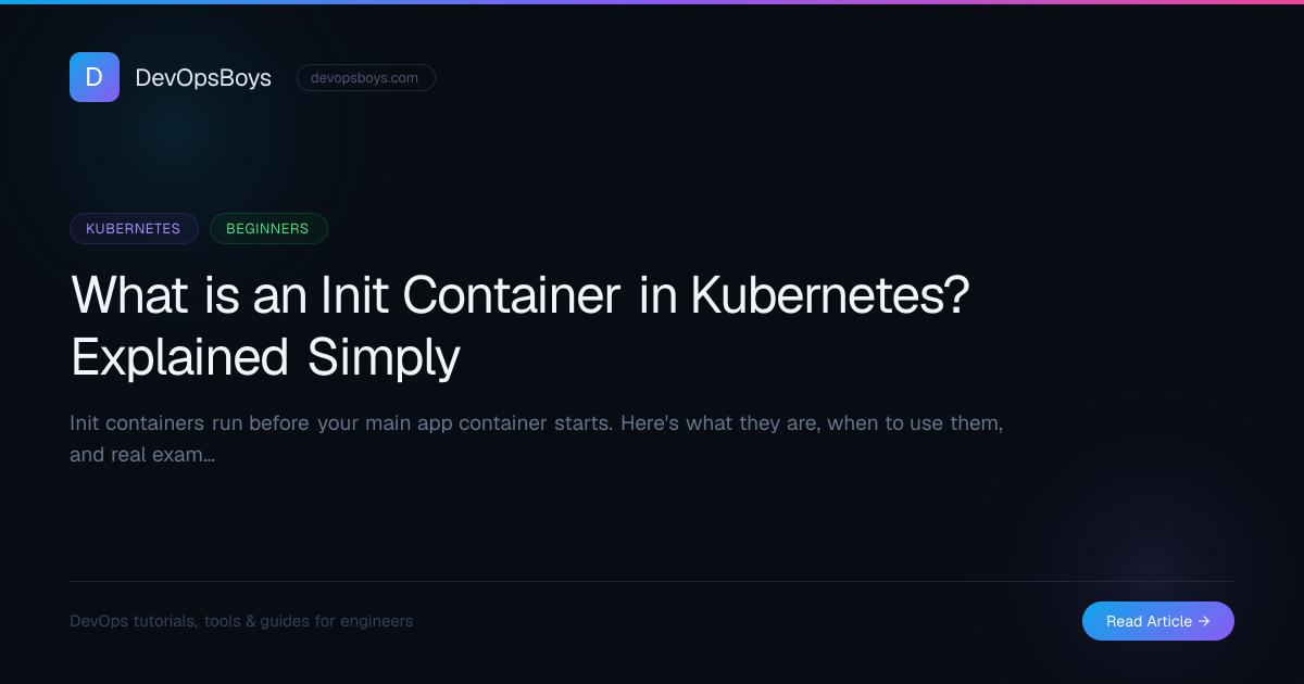 What is an Init Container in Kubernetes? Explained Simply | DevOpsBoys